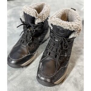 Tamarack Boots Womens Size 8 Black Faux Shearling Lined Winter‎ Snow T-RF1867